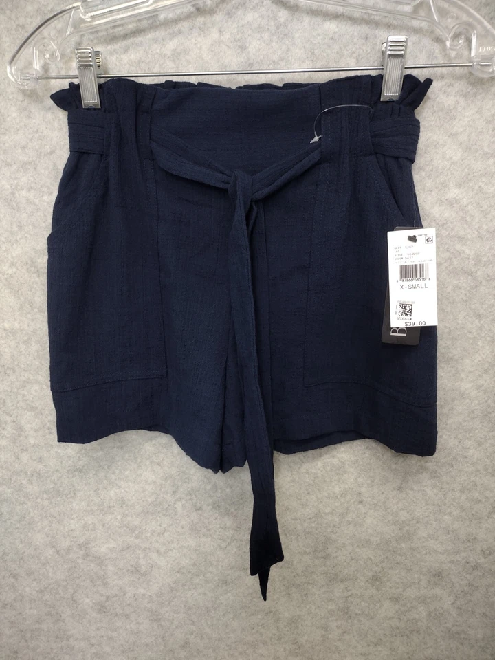 Pantalones Cortos BCX Para Mujer Junior Bolsa de Papel Corbata Cintura X-Pequeños Azul Marino 24Wx3L Foto 3 de 4