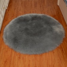 Faux Sheepskin Chair Pad Cover Round Chair Cushion Pad Rug Fluffy Soft