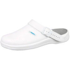 Abeba Arrow Smooth Clog Shoes - White Microfibre - CLEARANCE
