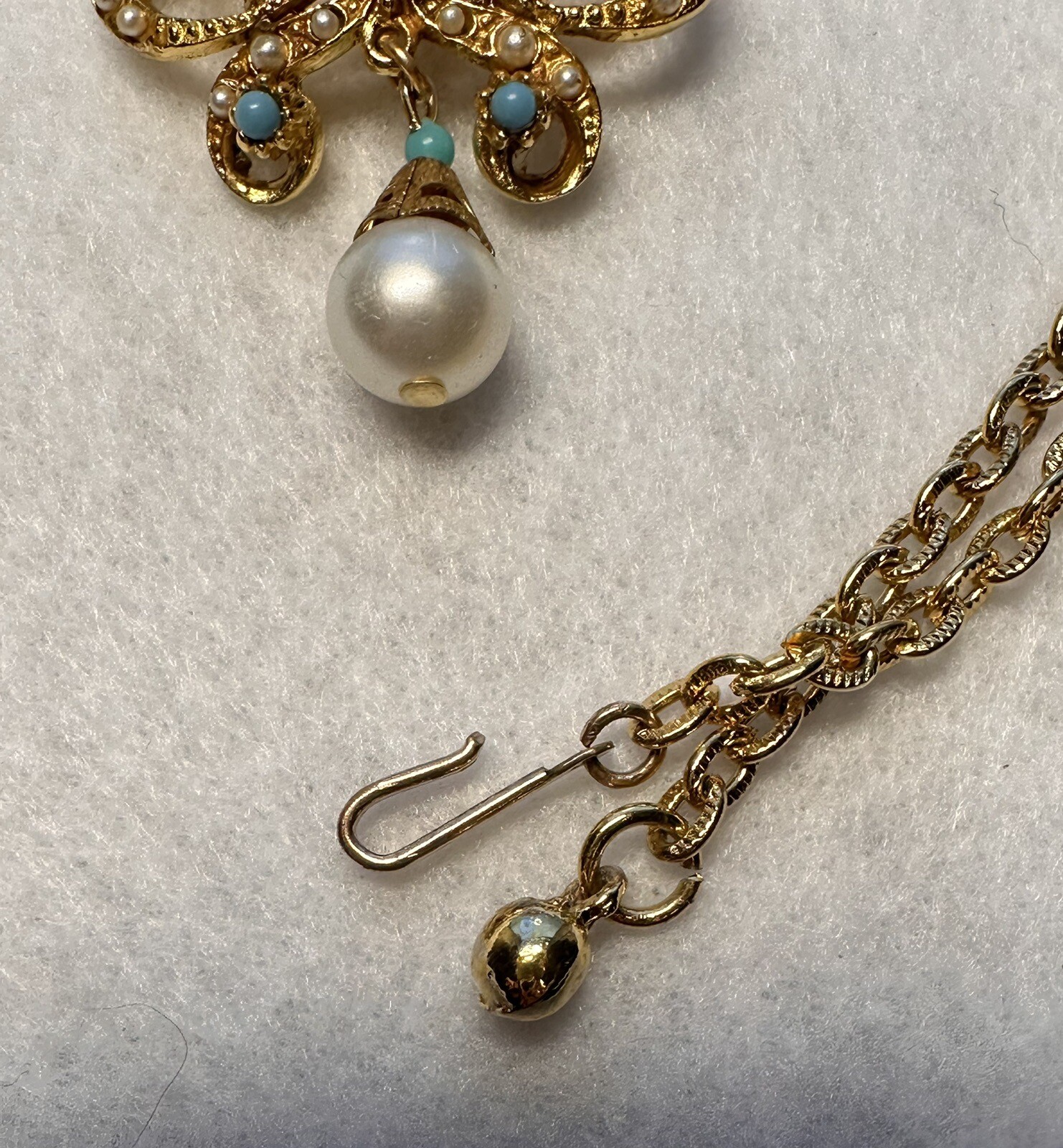 VTG Ruby Rhinestone drops fake pearlVictorian Bro… - image 3