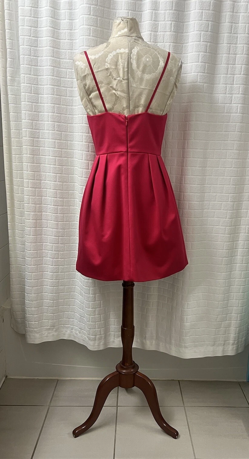 VALENTINO TOPSHOP Mini abito da cocktail rosa caldo incrociato davanti scollo a V festa ballo taglia 4