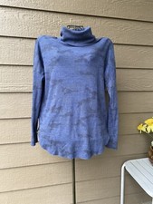 NWT! MICHAEL STARS Thermal Tunic Cowl Neck Blue Camouflage Made in USA Size M