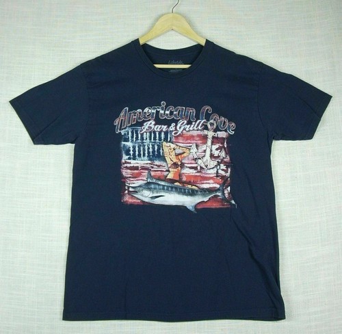 AMERICAN COVE Bar & Grill Mens Navy Blue Short Sleeve T-Shirt size L