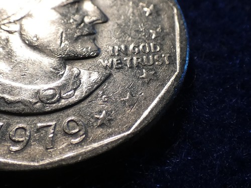 Mint Error 1979-S Susan B Anthony Dollar Coin Strike Thru Grease Error! #3389 - Picture 11 of 19