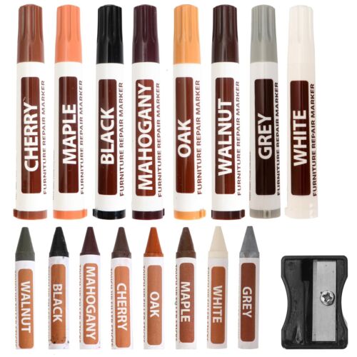 Furniture Touch Up Marker 17PCS Repair Kit Cover Wood Scratch- Markers and Wax