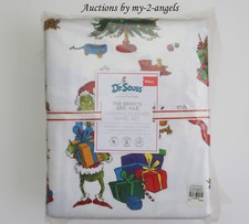 Pottery Barn Kids Christmas Dr. Seuss THE GRINCH AND MAX Flannel Full Sheet Set
