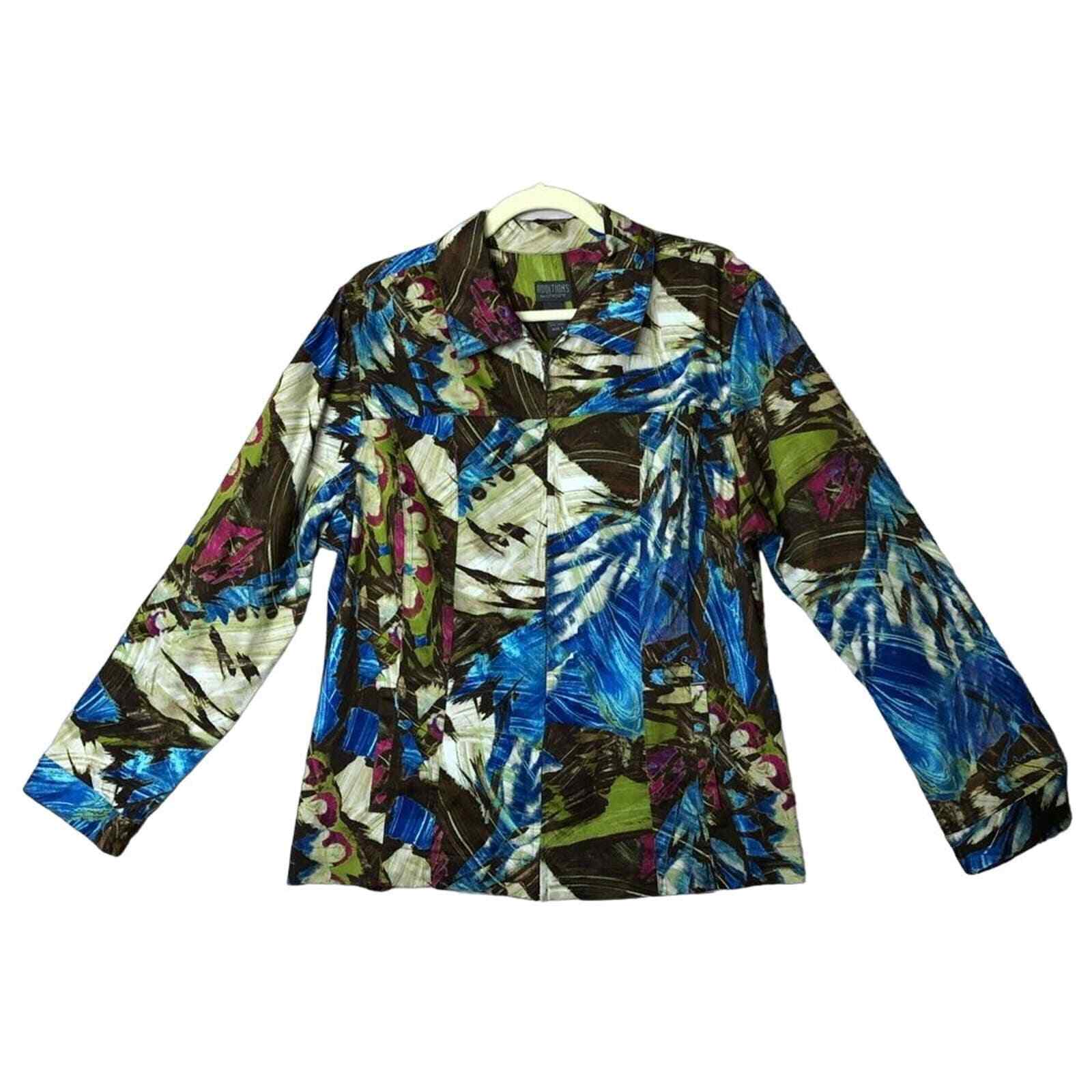 Chico’s Additions Floral Zipped Jacket Size 3 - image 1