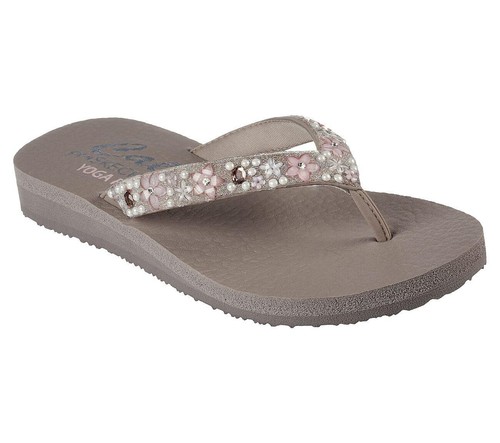 Skechers Women's Meditation-Dancing Daisy Flip-Flop, Taupe, 8 - Picture 3 of 7