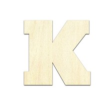 Letter K Uppercase Laser Cut Out Unfinished Wood Shape Craft Supply