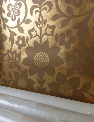 X3 60er Vintage SANDERSON Tapetenrollen Gold Groovy 70s Flower Power Mcm Cool