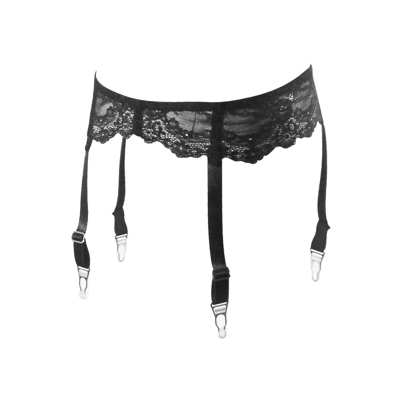 Corset High Waisted Suspender Belt Set Alacki Retro High-waisted Straps  Suspender Belt Sheer Floral Lace Garter Belt