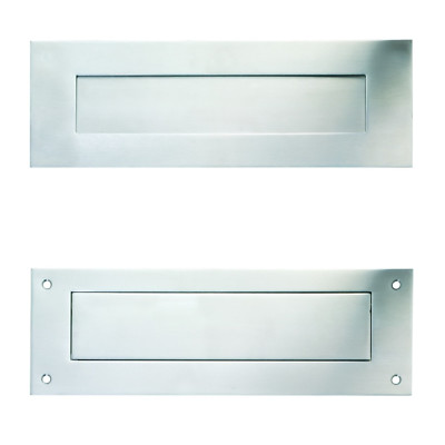 Briefschild außen - innen Satinstahloberfläche gefederte Klappe Post Briefkasten 