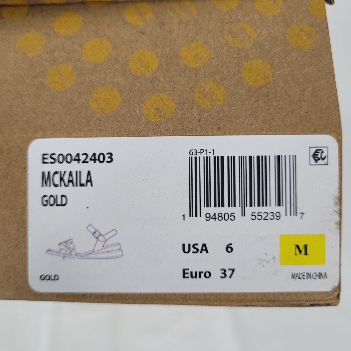 Eurosoft McKaila Wedge Strappy Sandals Gold Women's Size US 6 EU