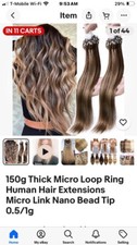 18" 150g Micro Loop Ring Human Hair Extensions. Dark Brown.