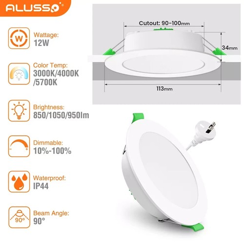 10W/12W LED Downlight 75/90mm Cutout Dimmable Tri-Color Changeable With AU Plug - Picture 16 of 16
