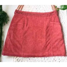Women  s Altar  d State Rust Red Braided Suede Mini Skirt size L