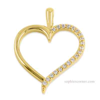 Echter Diamant Herz Anhänger Halskette in 14k Gelbgold vergoldet