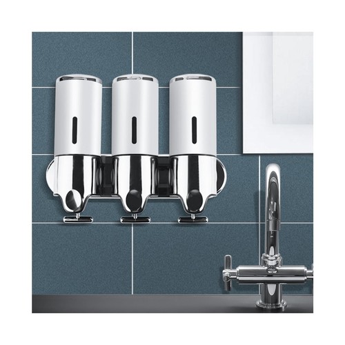 3 Bottles Bathroom Shower Soap Dispenser Shampoo Gel Pump Wall 1500ml Silver - Picture 6 of 10