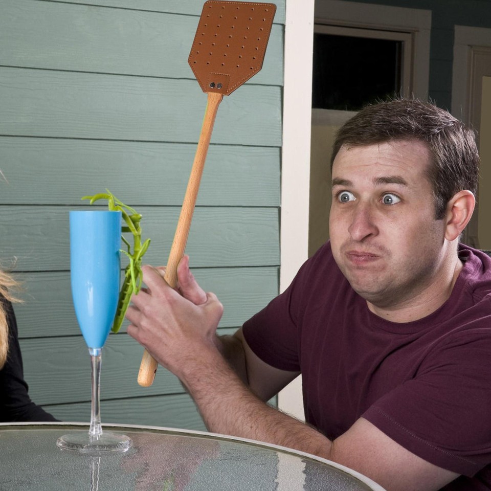 PU Leather Fly Swatter Long Handle Authentic Made Heavy Duty Fly