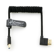 8K HDMI 2.1 High-Speed Braided Coiled Cable Straight to Left Angle for Atomos