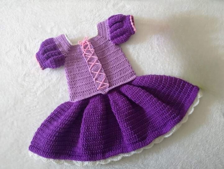 crochet rapunzel dress Set Handmade 3 to 6 Months size Purpule and Yellow |  eBay