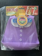 Nuby - 3D Silicone Bib Purple Shirt w/ White Flower On The Go Bib 6 Months 