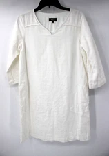 APC women's XS V neck 3/4 sleeve white tunic dress cotton pullover pockets
