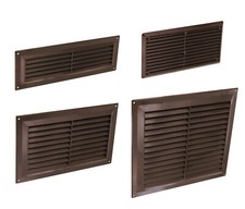 Brown Plastic Louvre Air Ventilator Vent Grille Cover Integral Flyscreen 4 Sizes