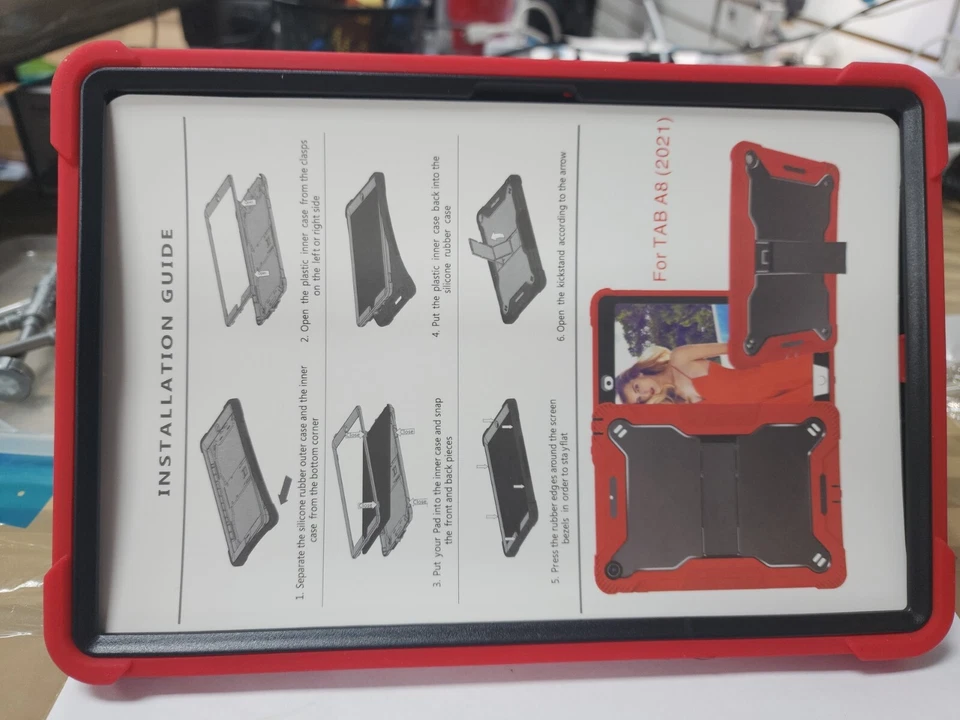  Tab A8 A821 FUNDA MONSTER RESISTENTE Roja y Negra Talla 10.5" Samsung  Foto 3 de 4