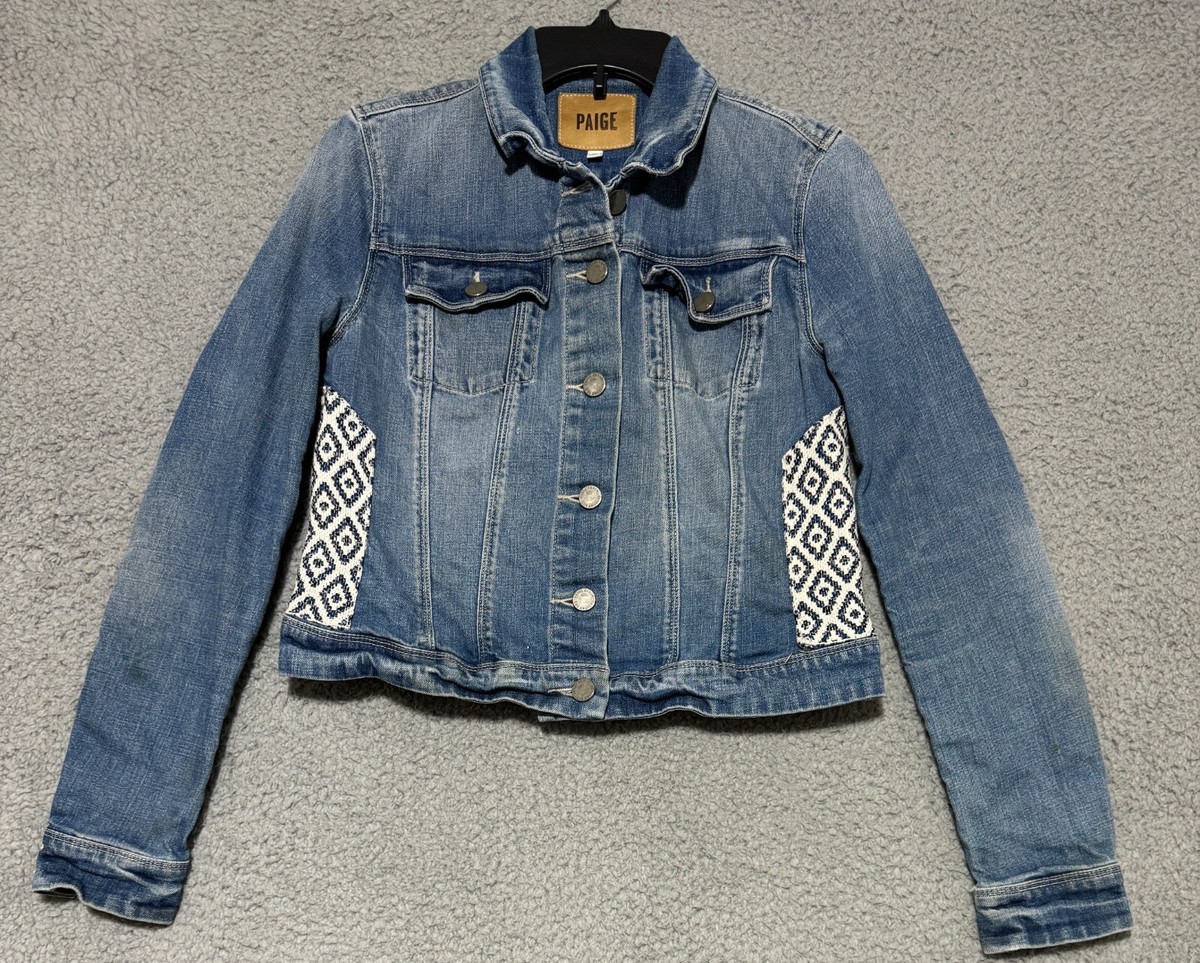 Paige Vermont Denim Jacket Mosaic Tile Western Aztec Geometric Girls M See  Desc*