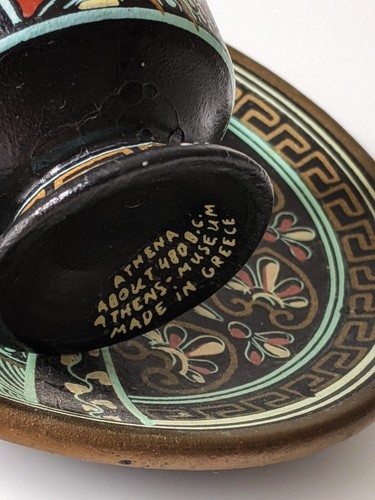 Greek Art Teacup & Saucer Hand Painted Pottery Athens Greece Museum Replica - Picture 8 of 13