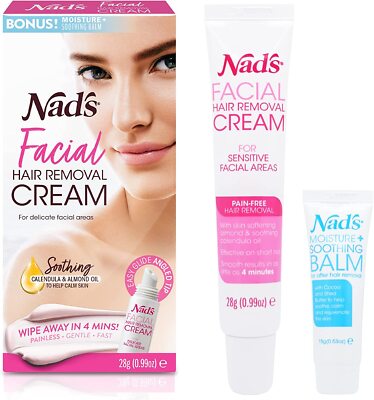 Nad's Gesichtshaarentfernungscreme und beruhigender Balsam alle Hauttypen SCHNELLER KOSTENLOSER VERSAND