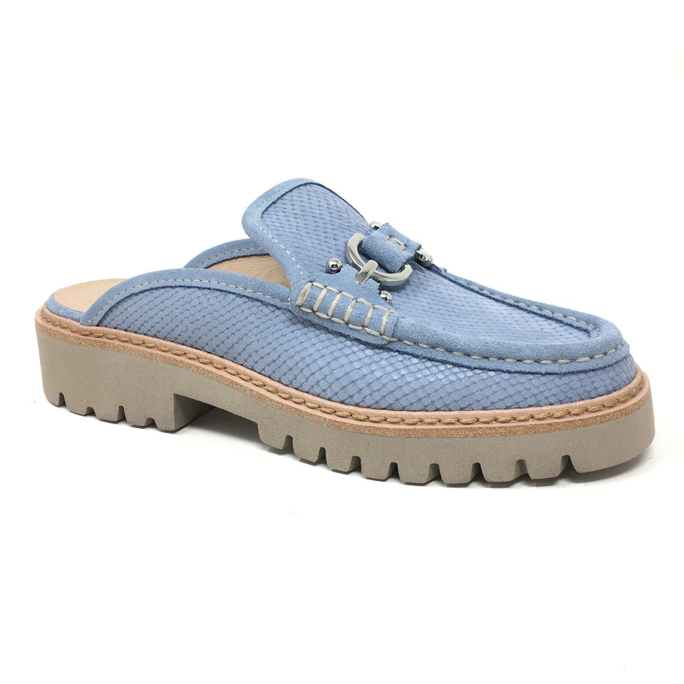 NEW Donald Pliner Hampton Horsebit Mules Loafers Shoes Womens Size 6 Blue