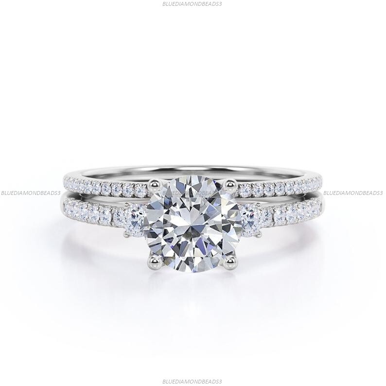 Moissanite Diamond Bridal Set Statement Anniversary Ring For Girls 14k Gold