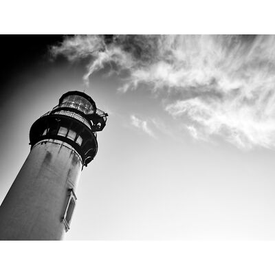 Leuchtturm bewölkter Himmel schwarz weiß Foto großer Wandkunstdruck 18 x 24 Zoll
