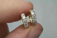 2Ct Round Cut Lab-Created Diamond Huggie Hoop Earrings 14K Yellow Gold Plated