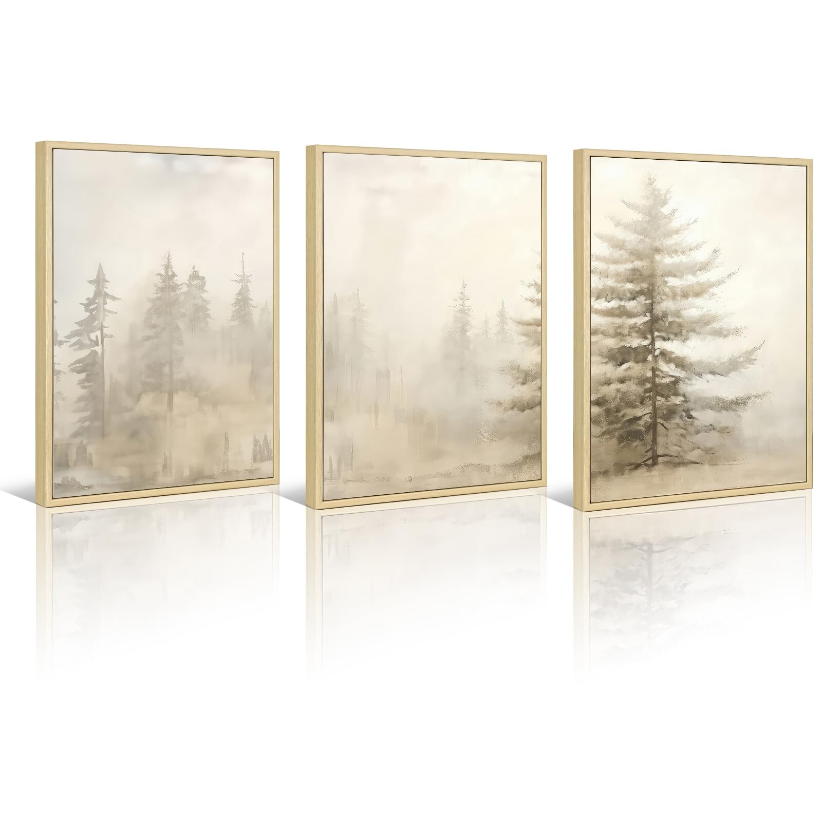Foggy Forest Fir Tree Nature Landscape Canvas Wall Art Decor