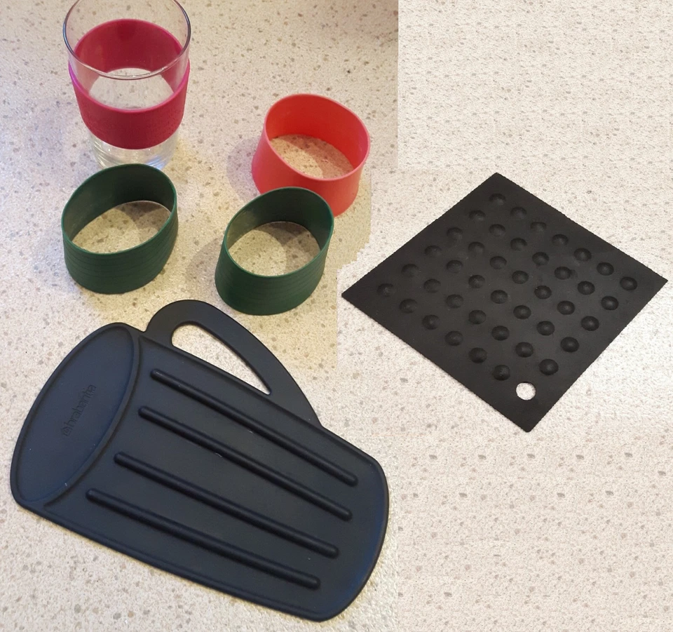 8x ARTÍCULOS RESISTENTES AL CALOR: FUNDAS de vidrio/vaso, 2x REPOSOS DE SARTÉN/OLLA CALIENTE, 2x ACEITES Foto 2 de 4