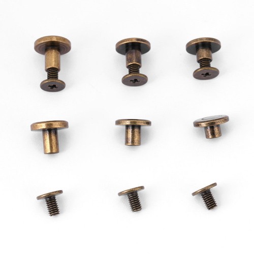20 Rivetti Artigianali Per Pelle – 9 Mm – Bulloni Metallici Con Anello, Colore Nero/Bronzo – Per Borchie, Decorazione Fai-da-te, Personalizzazione - 2