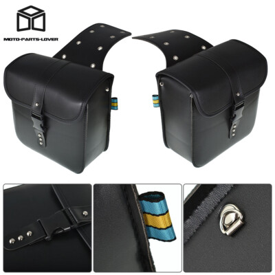 Pair Universal Side Saddle Bags PU Leather Tool Bag Waterproof For Honda Yamaha