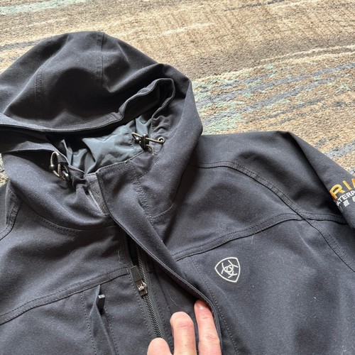 Men's Ariat Rebar Black Waterproof Hooded Zip Parka Work Wear Jacket Sz Medium - Picture 5 of 8
