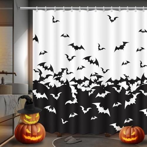 Halloween Shower Curtain Spooky Bats Shower Curtains for Bathroom Halloween