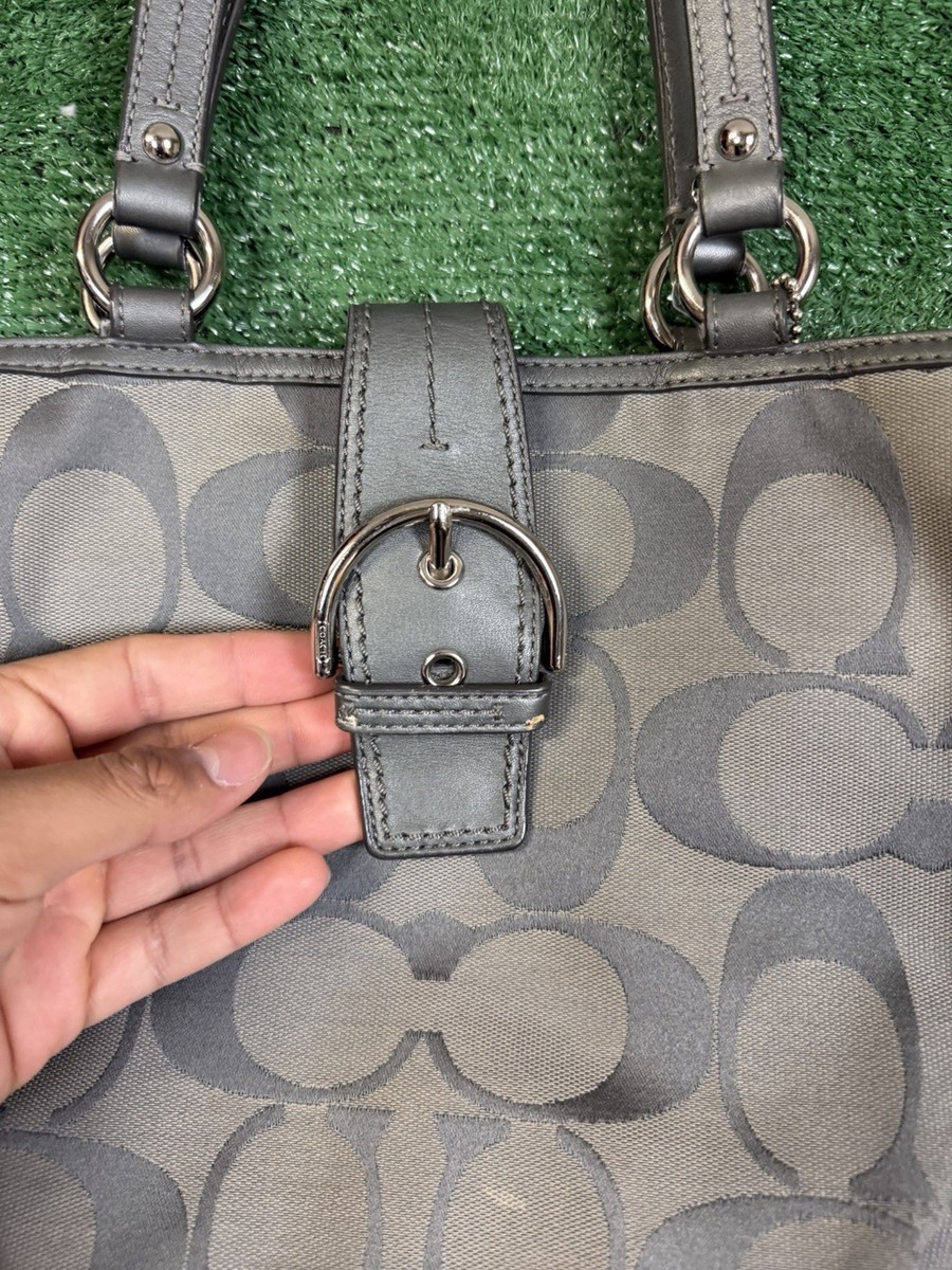 Coach Soho Signature Carryall Gray E1282-F19253 Purse Leather Trim