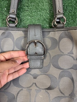 Coach Soho Signature Carryall Gray E1282-F19253 Purse Leather Trim