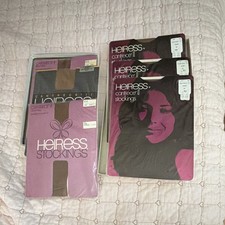 Heiress Cantrece Women’s Brown Sheer Solid Nylon Stockings Size L - 6 Pairs