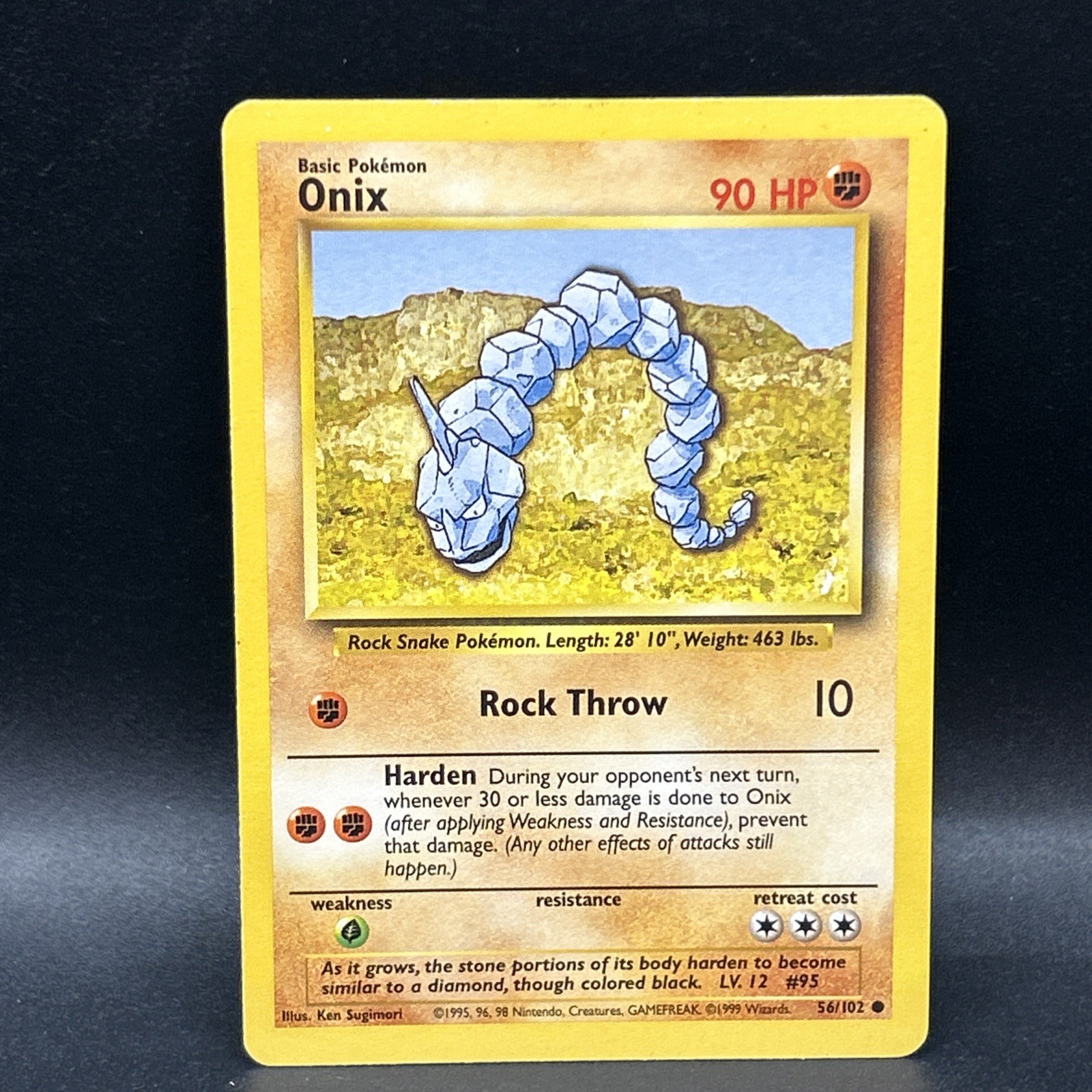Pokemon ONIX Card BASE Set 56/102 COMMON 1999 Non-Holo D20