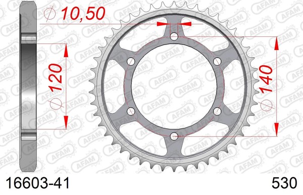 Kettenrad Stahl 41-ZäHne 530-Teilung FüR Kawasaki VN 800 E Drifter Bj. 2001-2003-image