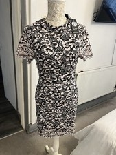 Boohoo boutique pink lace bodycon open back shift dress