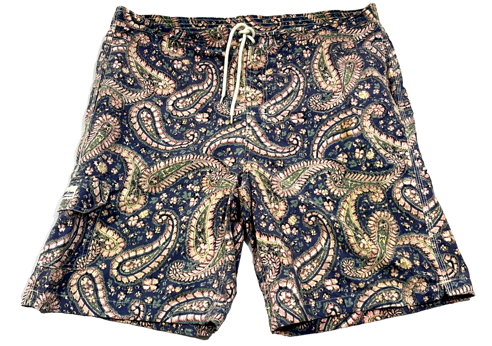 VINTAGE Polo Ralph Lauren Swim Shorts Mens XL Blue Paisley Lined Swimwear EUC