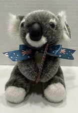 Oz Natives Plush Koala Bear W/Bow Holding Boomerang 6” Stuffed Animal Australia